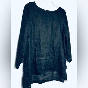 Crown Linen Design Black Tunic Dress M